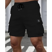 abordables Shorts décontractés-Homme Short gaufré Shorts cargo Shorts Shorts d'été Short décontracté Avec Poches Taille Élastique Cordon de serrage Uni Confort Respirant Court Extérieur Vacances Sport Occasionnel Noir Blanche
