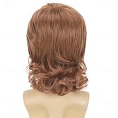 economico Parrucche storiche-Parrucca da uomo corta e ondulata, castana, stile rocker anni &#039;60/&#039;70, per feste di Halloween e cosplay.