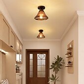 cheap Ceiling Lights &amp; Fans-Retro Glass Aisle Ceiling Lamp White Marble Ceiling Lamp Ceiling Chandelier Semi Flush Mount Ceiling Light Fixture 85-265V