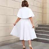 cheap Dresses-Retro Vintage 1950s Rockabilly Midi A Line Dress Flare Dress Plus Size A-Line Women&#039;s Vacation Homecoming Party &amp; Evening Adults Dress Belt Spring &amp; Summer