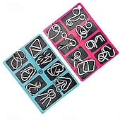 cheap Gifts-Metal Wire Puzzle Set of 24 with Pouch,Brain Teaser IQ Test Disentanglemen Iron Link Unlock Interlock Game Chinese Ring Magic Trick Toy for Party Favor Kids Adults Challenge
