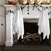 お買い得  ハロウィン室内-ハロウィンホラー中庭装飾タッチ発光サウンド電気ゴーストペンダントホワイト小型吊り下げゴースト装飾小道具1個