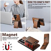 abordables Carcasas Samsung-teléfono Funda Para Samsung galaxia S25 Más S25 Ultra S24 Ultra S24 Plus S24 S23 S23 Ultra S23 Plus Funda Trasera Magnética Soporte de carga inalámbrica Caballete Retro TPU Cuero de PU