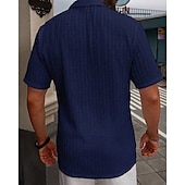 economico camicia da uomo con bottoni-Per uomo Camicia Camicia Estiva Camicia casual Camicia da Spiaggia Camicia con Bottoni Marrone Scuro Nero Bianco Verde chiaro Blu Manica Corta Semplice Bavero Vacanza Camicia hawaiana Abbigliamento