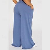 abordables pierna ancha y cintura alta-Mujer Perneras anchas Chinos Casual Medio corto Cintura Media Plano Perneras anchas Cintura elástica Confortable Transpirabilidad Deporte Casual Diario Negro Amarillo Rosa Vino Primavera Otoño Holgado