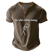 abordables Mots drôles-T-Shirt Graphique Amusant pour Hommes Cyclisme à Manches Courtes Henley avec Imprimé &quot;Pas de Vélo Aujourd&#039;hui&quot;