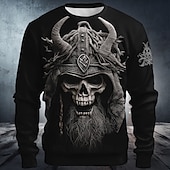 economico Gotico &amp; Teschio-Halloween Per uomo Diavolo Mietitrice Felpa Maglia Felpa con cappuccio Girocollo Punk Stampa 3D Vacanza Ferie Nero 1 Nero Girocollo 3D Grafico Autunno Tutte le stagioni progettista