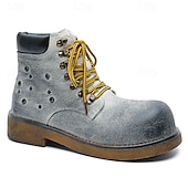abordables Bottes de randonnée-Bottines à lacets en daim vert pour homme – chaussures de travail vintage pour l&#039;extérieur, idéales pour la randonnée automnale, le jardinage et le quotidien