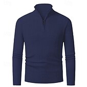 preiswerte Herrenpullover-Herren Pullover Pullover mit Viertelreißverschluss Strickpullover Zopfmuster Stricken Normale Oberteile Gestrickt Einfach Viertelreißverschluss Mode Lässig Urlaub Alltagskleidung Bekleidung Herbst