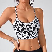 זול חזיות ספורט וגופיות-בגדי ריקוד נשים חזיית יוגה טנק חזיית פילאטיס תחתונים תמיכה בינונית נושם גב קרוסי פרחים ספורט לבוש אקטיבי כחול בהיר כחול אגם חדר כושר פילאטיס ריצה