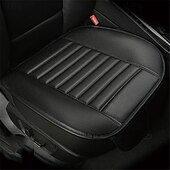 baratos Capas para bancos de automóveis-Capa de almofada para assento de carro 2 peças, universal, 5d, couro de carvão de bambu, respirável, à prova d&#039;água, protetor de assento de carro com tudo incluído