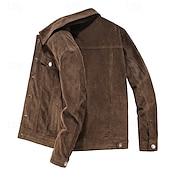 cheap Cargo Jackets-Men&#039;s Corduroy Jacket Cargo Jacket Casual Jacket Vacation Daily Pocket Fall Winter Plain Fashion Classic Lapel Regular Black Khaki Coffee Gray Jacket