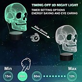 economico Illuminazione di Props di Halloween-Luce notturna a forma di teschio per bambini, lampada da tavolo a LED con illusione 3D, 16 colori cangianti, telecomando e timer, il miglior regalo di Natale, Halloween e compleanno per bambini.