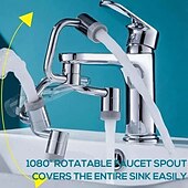 cheap Kitchen Utensils &amp; Gadgets-U-Shape Universal Faucet Splash Proof Extender with Rotatable Joint C Type Mechanical Arm Design for Bathroom Sink Water Saving Bubbler Tap Attachment for Easy Washing