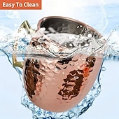 cheap Drinkware-16oz Hammered Copper Moscow Mule Mug, Single Cup with 304 Stainless Steel Lining and Brass Handle, for Cold Drinks, Beer, Wine, Bar, Party, Gift