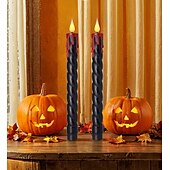 preiswerte Kerzenlicht-6 Stück 25 cm Halloween-Faden, schwarzer Stab, fließende rote Tränen, Simulation elektronischer Kerzenlicht-Timer, Fernbedienung, AA-Batterie, Partyatmosphäre für drinnen und draußen, dekoratives