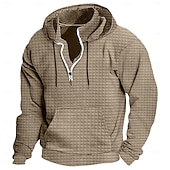 baratos hoodies básicos dos homens-Homens Moletom Moletons Waffle Moletom com capuz Quarter Zipper Hoodie Moletom Tático Preto Branco Vinho Azul Marinha Verde Com Capuz Tecido Bolsos Desportos e Ar livre Diário Streetwear Básico