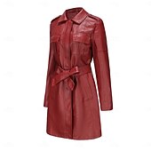 cheap Winter Coats-Women&#039;s Coat Windproof Comfortable Pocket Full Zip Fashion Street Style Plain Outdoor Casual Daily Long Turndown Regular Fit Long Sleeve Outerwear Black Burgundy Camel Fall Winter