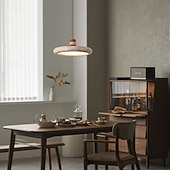 economico Luci a sospensione-Lampadario in pietra naturale wabi sabi, lampadario rotondo a LED in pietra di grotta gialla, lampadario in legno nordico, isola cucina, luci a sospensione in travertino giallo in stile giapponese.