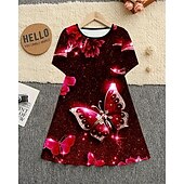 halpa 3D-perhosmekko-Tyttöjen 3D Perhonen Kukka Mekko Lyhythihainen Kesä Kevät Loma Päivittäin Pyhäpäivä Prinsessa Kaunis Makea Lapset 4-12 vuotta Rento mekko A linjainen mekko Polvipituinen Normaali