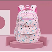 economico Zaini per Bambini e Adolescenti-Zaino scolastico stampato per bambine con ciondolo a forma di cuore con cerniera, zaino multitasche leggero e impermeabile per studenti delle scuole elementari e medie, disponibile in rosa, viola, blu e beige