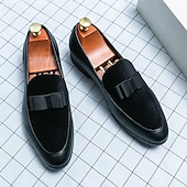 tanie Loafery-męskie mokasyny z czerwonego aksamitu z kokardą – eleganckie, wsuwane buty na przyjęcia, wesela, kolacje i bale maturalne