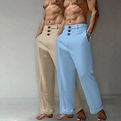 abordables Classique-Homme Pantalons en Lin Pantalons Pantalon d&#039;été Pantalons Amples Pantalons de Plage Poche Avant Jambe Droite Uni Confort Respirant Longueur complète Occasionnel Quotidien Fête Vacances Mode Blanc