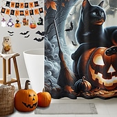 levne Halloween koupel-Halloweenský sprchový závěs s háčky, polyesterový, pratelný, voděodolný, vzorovaný, koupelnová vana, dekorace