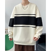 preiswerte Hoodie &amp; Sweatshirt-Herren Pullover Langarm Oberteil Athleisure Atmungsaktiv Leger Sportbekleidung Sportkleidung Patchwork Schwarz Beige Grau