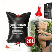 economico Attrezzatura da Campeggio-1 borsa per doccia solare portatile da 20 litri - campeggio &amp;escursionismo essenziale con secchio in PVC trasparente da 5 galloni di capacità e scaldabagno solare - perfetto per viaggi, avventure