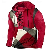 economico Magliette vintage-Per uomo Maglietta Camicia a Maniche Lunghe Manica Lunga Con Cappuccio Primavera Autunno Blocco di colori Moda Designer Essenziale Allacciato Patchwork Vacanza Streetwear Uscire Rosso Viola Grigio