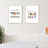 abordables Jusqu'à 30 $-Affiche sur toile avec citations inspirantes et colorées, peinture décorative murale simple pour salon, chambre à coucher, décoration d'intérieur, sans cadre