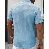 economico camicia da uomo con bottoni-Per uomo Camicia Camicia Estiva Camicia casual Camicia da Spiaggia Camicia con Bottoni Marrone Scuro Nero Bianco Verde chiaro Blu Manica Corta Semplice Bavero Vacanza Camicia hawaiana Abbigliamento