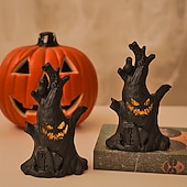 economico Halloween al chiuso-1 pezzo da 15,2 cm di Halloween, a forma di ceppo d&#039;albero con faccia di fantasma, a LED, elettronico, per interni ed esterni, per feste di Halloween, ristoranti, camere da letto, cortili, atmosfera,