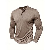 economico Cime-Per uomo Camicia da escursionismo cima dell&#039;escursionismo Camicia Henley Manica Lunga Maglietta Top Esterno Leggero Traspirante Zip a un quarto Poliestere Nero Bianco Blu marino Tennis Golf Corsa