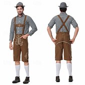 ieftine Bărbați-Oktoberfest lederhosen Cămașă bavareză Germană Munchen Pajiști Bărbați Carnaval Petrecere Festivalul de Bere Pânză în stil tradițional