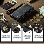 abordables Coques Samsung-téléphone Coque Pour Samsung Galaxy Pixel 8 Pro Pixel 9 Pixel 9a Étui Portefeuille Fermeture Éclair avec Lanière Support TPU faux cuir