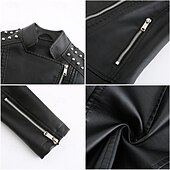 economico Giacche in finta pelle-Per donna Giacca in Ecopelle Confortevole Tasca Cerniera completa Moda Stile da Strada Semplice All&#039;aperto Casual Quotidiano Regolare Collo alla coreana Vestibilità regolare Manica Lunga Capispalla