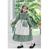 ieftine Pionier / Secolul XIX-secolul al 19-lea Anii 1800 Vestul Sălbatic Rochie de prerie Set capotă și șorț Pionier Costume de fancy Fete Halloween Carnaval Ziua Mondială a Cărții Ținute pentru evenimente școlare Reconstituire