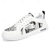 abordables Baskets-Homme Basket Marche Occasionnel Cuir PU Confortable Antidérapant Respirant À lacets Blanc + Noir Blanc / Jaune Rose / Blanc Été Printemps