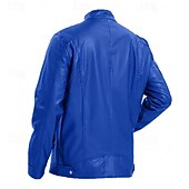 abordables Veste en simili-cuir-Homme Veste en Similicuir Veste moto Blouson de Moto Vacances Quotidien Coupe-vent Chaud Fermeture éclair Automne Hiver Uni Mode Classique Col montant Régulier Noir Rouge Bleu Roi Bleu Vert foncé