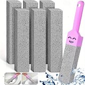 economico Prodotti per la pulizia-Set di 5 spazzole in pietra pomice con manico, detergente per il bagno per rimuovere calcare, ruggine e macchie da lavandino, piastrelle, vasca da bagno - strumenti per la pulizia con manico