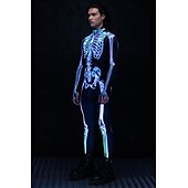 abordables Déguisements de couple et de groupe-Combinaison squelette tête de mort pour Halloween, costumes de groupe pour couples, combinaison intégrale, costume effrayant pour hommes, femmes, garçons, enfants, adultes, performance, fête, club,