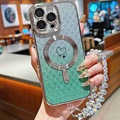 levne Pouzdra pro iPhone-telefon Carcasă Pro iPhone 16 Pro Max iPhone 15 Pro Max iPhone 16e iPhone 14 Pro Max iPhone 13 Pro Max Zadní kryt s Lanyardem Podpora bezdrátového nabíjení Nežloutnoucí Zářící barvy Uhlíkové vlákno