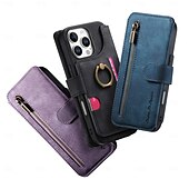 お買い得  iPhone用ケース-電話 ケース 用途 iPhone 16 Pro Max プラス iPhone 16 iPhone 16プラス iPhone 16プロ iPhone15 iPhone 15 Pro Max iPhone 15 14 Pro Max Plus iPhone 13 Pro Max ウォレットカードケース ジッパ－ キックスタンド カード挿入口 レトロ風 TPU ナイロン PUレザー