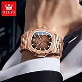 abordables Montres à quartz-OLEVS Femmes Hommes Montre à quartz Luxe Grand cadran Mode Affaires Lumineux Calendrier IMPERMÉABLE Bracelet en acier inoxydable Suivre