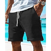 economico Pantaloncini casual-Per uomo Pantaloncini Waffle Shorts Pantaloncini Estivi Pantaloncini casual Tasca Elastico in vita Coulisse Semplice Comodità Traspirante Corto All&#039;aperto Vacanza Canotta sportiva Casual Nero Bianco