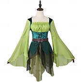 olcso Öltözetek-Retró Középkori Reneszánsz Ruhák Szárnyak Fül Manó tizenegy Női Fantasy Mindszentek napja Farsang Álarcos mulatság Teljesítmény Parti LARP Felnőttek Ruha Szárnyak Fülbevaló