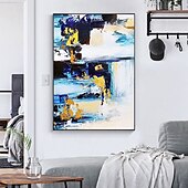 お買い得  油絵-キャンバスに金箔を施した手作りの大型抽象油絵。モダンな額縁なしの絵画。家の装飾に最適な壁アート画像。