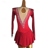 abordables Vestidos de Patinaje Artístico-Vestido de patinaje artístico Mujer Chica Patinaje Sobre Hielo Vestidos Morado Retazos Malla Alta elasticidad Entrenamiento Competición Ropa de Patinaje Clásico Cristal / Strass Manga Larga Patinaje